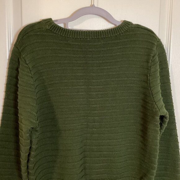 Princess Highway Women's Olive Green Cropped Knit Sweater Size 14 Crew Neck - Picture 7 of 9